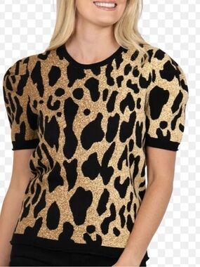 Emily McCarthy-Lady Leopard crewneck knit top/sweater-Sz L-NWT